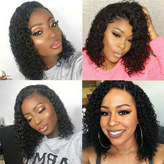 4*2 Lace Front Wigs Water Wave Curly Wig for Women Side Part Synthetic Natural Hairlin