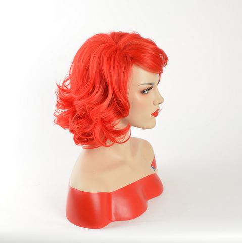 Red Wig Women's Wig Short Bob Long Bob Middle Part Wavy Synthetic Hair With Bang
