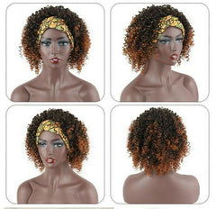 1B/30 Afro Kinky Curly Wig Natural Headband Wigs for Black Women Synthetic