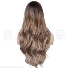 4*2 Lace Front Wig Long Wavy Full Wigs Ombre Blonde Brown root Synthetic Wigs