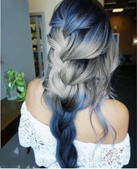Long Wavy Body Wave Blue Gray Balayage Cosplay Anime Wigs for Fashion Women