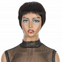 Short Cute Hair Pixie Cut Wigs Human Hair Wigs Black Straight Hair