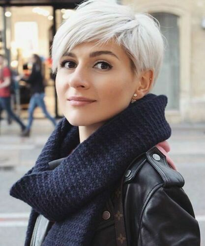 Cosplay Women Short pixie Cut Hair White Gray Silver Straight synthetic Wigs New