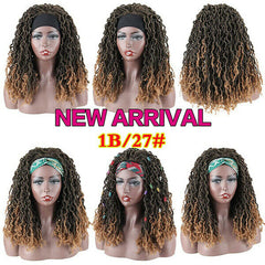 Long Synthetic Headband Wig With Curly Crochet Braided Hair Black Women