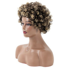 Short Mixed Blonde Afro Kinkly Curly Synthetic Wigs For Women African Hairstyles