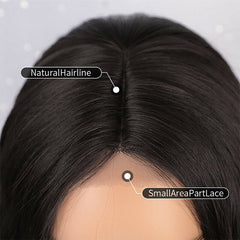 4*2 Lace Front Wig Black Short Bob Wavy Synthetic Wigs Wave Wig Middle Part Soft