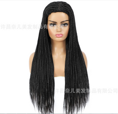Long Box Braid Wig Synthetic hair Wigs Black Daily Use Heat Resistant Natural