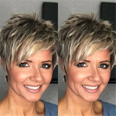 Pixie Cut Wig Short Pixie Haitcuts Short Grey Wig Pixie Cut Wig with Bangs Mixed