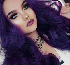 Long Purple Hair Synthetic Wig Natural Wave Wigs Heat Resistant