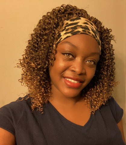 Kinky Curly Hair Headband Wigs for Women Afro Wigs Brown Blond Ombre Synthetic