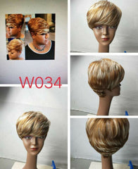 Sexy Pixie Cut Synthetic Short Straight hair Blonde wig with bangs Natural wigs