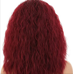 Headband Wig Afro Kinky Curly Red Synthetic Glueless Deep Wave Daily Use