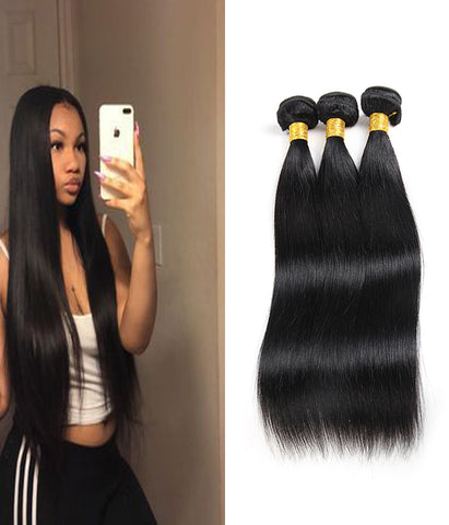 Remy Braziian Human Hair 3 Bundles 8-28inch Natural Color