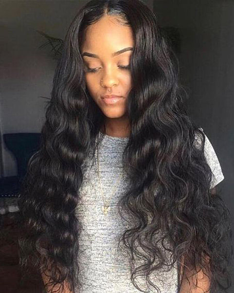 Synthetic Body Wave Hair 13x6 Lace Frontal Wig 22-24inch Natural Color Fiber Hair Wigs
