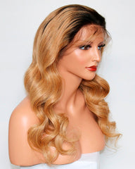 Ombre Remy Human Hair Body Wave Hair 13x6 Lace Frontal Wig 8-26inch 1B/27 Color