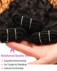 Remy Brazilian Ombre Human Hair 3 Bundles Weaves with 4x4 Lace Closure Water Wave Hair 1B/27 Color