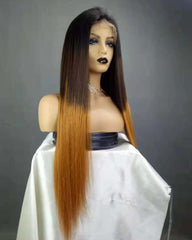 Ombre Remy Human Hair Straight 360 Lace Frontal Wig 10-22inch 1B/30 Color