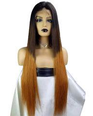Ombre Remy Human Hair Straight 360 Lace Frontal Wig 10-22inch 1B/30 Color