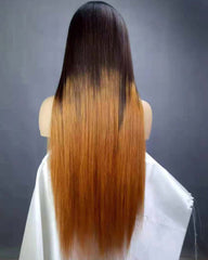 Ombre Remy Human Hair Straight 360 Lace Frontal Wig 10-22inch 1B/30 Color