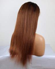 Ombre Remy Human Hair Straight 4x4 Lace Closure Wig 12-26inch 1B/30 Color