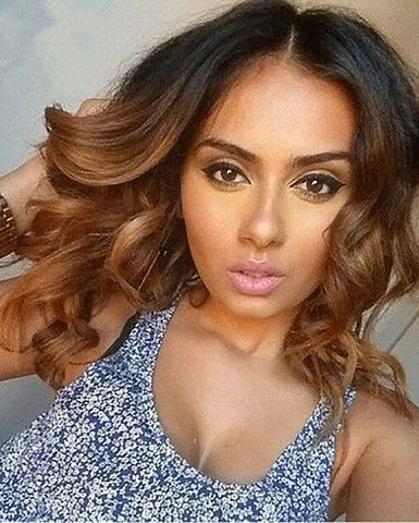 Ombre Remy Human Hair Body Wave Hair 13x6 Lace Frontal Wig 8-26inch 1B/30 Color