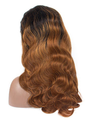 Ombre Remy Human Hair Body Wave Hair 13x4 Lace Frontal Wig 12-24inch 1B/30 Color