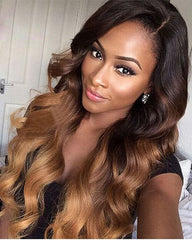 Ombre Remy Human Hair Body Wave Hair 360 Lace Frontal Wig 10-26inch 1B/30 Color