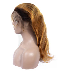 Ombre Remy Human Hair Body Wave Hair 360 Lace Frontal Wig 10-26inch 1B/30 Color