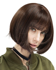 Synthetic Hair for White Black Women 11inch Short Bob Wig with bangs Black Color
