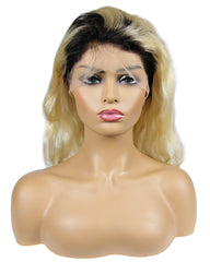 Ombre Remy Human Hair Body Wave Hair 13x6 Lace Frontal Wig 12-26inch 1B/613 Color