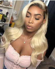 Ombre Remy Human Hair Body Wave Hair 13x6 Lace Frontal Wig 12-26inch 1B/613 Color