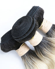 Remy Brazilian Ombre Human Hair Bundles Weaves with 13x4 Lace Frontal Body Wave Hair 1B/613 Color