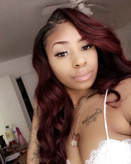 Remy Human Hair Body Wave Hair 13x6 Lace Frontal Wig 8-26inch 1B/99J Color