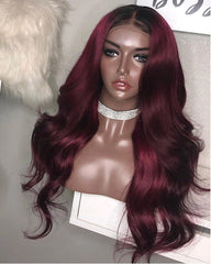 Remy Human Hair Body Wave Hair 13x4 Lace Frontal Wig 8-26inch 1B/99J Color