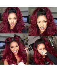 Remy Human Hair Body Wave Hair 13x6 Lace Frontal Wig 8-26inch 1B/99J Color