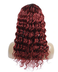 Remy Human Hair Deep Wave Hair 4x4 Lace Frontal Wig 8-26inch 1B/99J Color