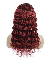 Remy Human Hair Deep Wave Hair 13x4 Lace Frontal Wig 8-26inch 1B/99J Color