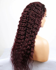 Remy Human Hair Deep Wave Hair 13x6 Lace Frontal Wig 8-26inch 1B/99J Color