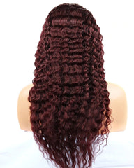 Remy Human Hair Deep Wave Hair 13x6 Lace Frontal Wig 8-26inch 1B/99J Color