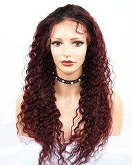 Remy Human Hair Deep Wave Hair 13x6 Lace Frontal Wig 8-26inch 1B/99J Color
