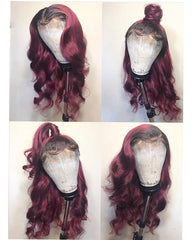 Ombre Remy Human Hair Body Wave Full Lace Wig 16-24inch 1B/99J Color