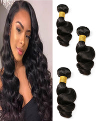 Remy Braziian Loose Wave Human Hair 3 Bundles 10-28inch Natural Color