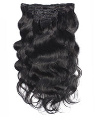 Clip In Human Hair Extensions Brazilian Remy Body Wave Hair Natural Color 8 Pieces/Set 120 grams