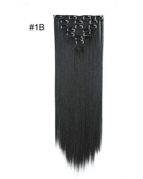 Clip In Synthetic Hair Extensions 7 Pieces 22inch Long Hairpiece Straight Hair