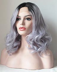 Synthetic Lace Front Ombre Color Wavy Wig for Fashion Women Heat Friendly Fiber