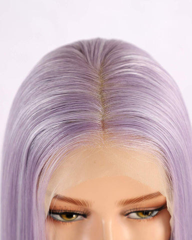 Synthetic Straight Hair 13x6 Lace Front Wig 14inch Light Purple Bob Wig for Women Pre Plucked with Natural Hairline and Baby Hair