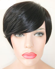 Remy Short Human Hair Wig None Lace Hair Wig 4inch Natural Color