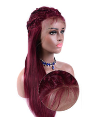 Human Hair Straight 360 Lace Frontal Wig 8-26inch 99J Color