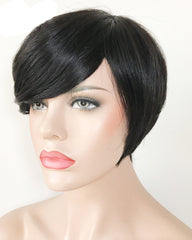Remy Short Human Hair Wig None Lace Hair Wig 4inch Natural Color
