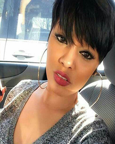 Remy Short Human Hair Wig None Lace Hair Wig 4inch Natural Color